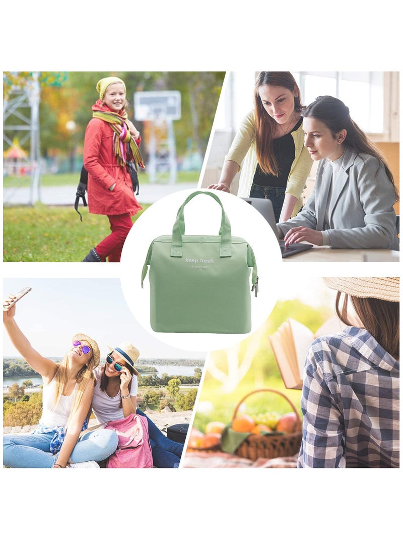 Lunch Bag Bento Bag, Thickened Thermal Insulation Refrigerated Bento Tote Bag, Lunch Box Carrying Bag for Students Ladies Men Picnic Work Outdoor Light Green