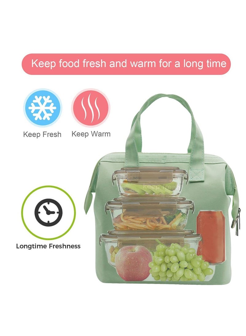 Lunch Bag Bento Bag, Thickened Thermal Insulation Refrigerated Bento Tote Bag, Lunch Box Carrying Bag for Students Ladies Men Picnic Work Outdoor Light Green