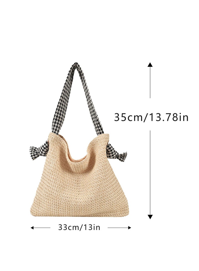 Womens Hand-woven Straw Shoulder Bag Large Summer Beach Handbag Tote