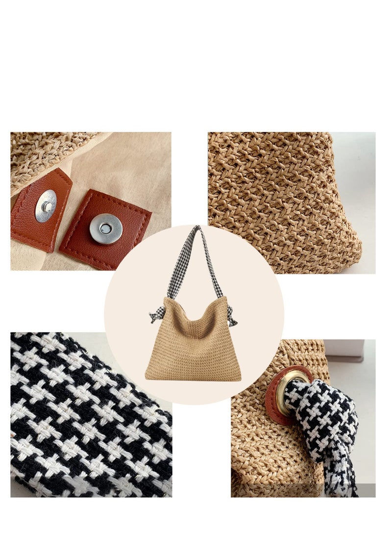 Womens Hand-woven Straw Shoulder Bag Large Summer Beach Handbag Tote