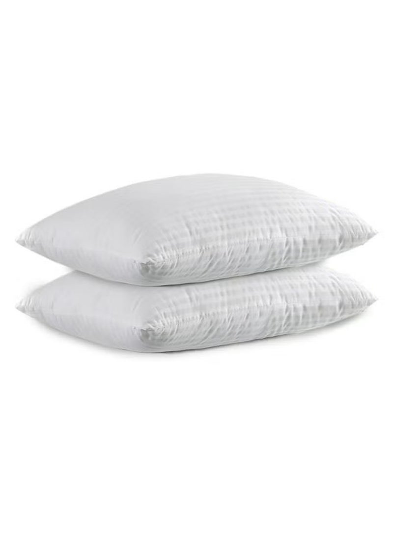 Set of 2-Bed Pillows Striped White Hotel Standard Soft Microfiber Anti Allergic&Anti-bacterial, Size(50x70CM)