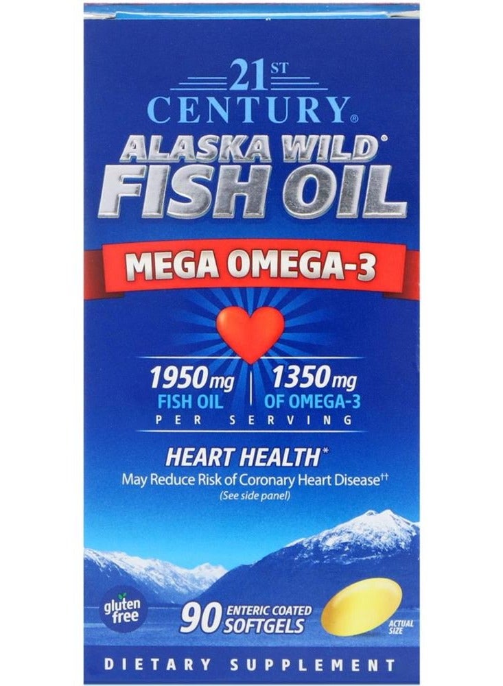 Alaska Wild Fish Oil Mega Omega-3 Enteric Coated Softgels 90's