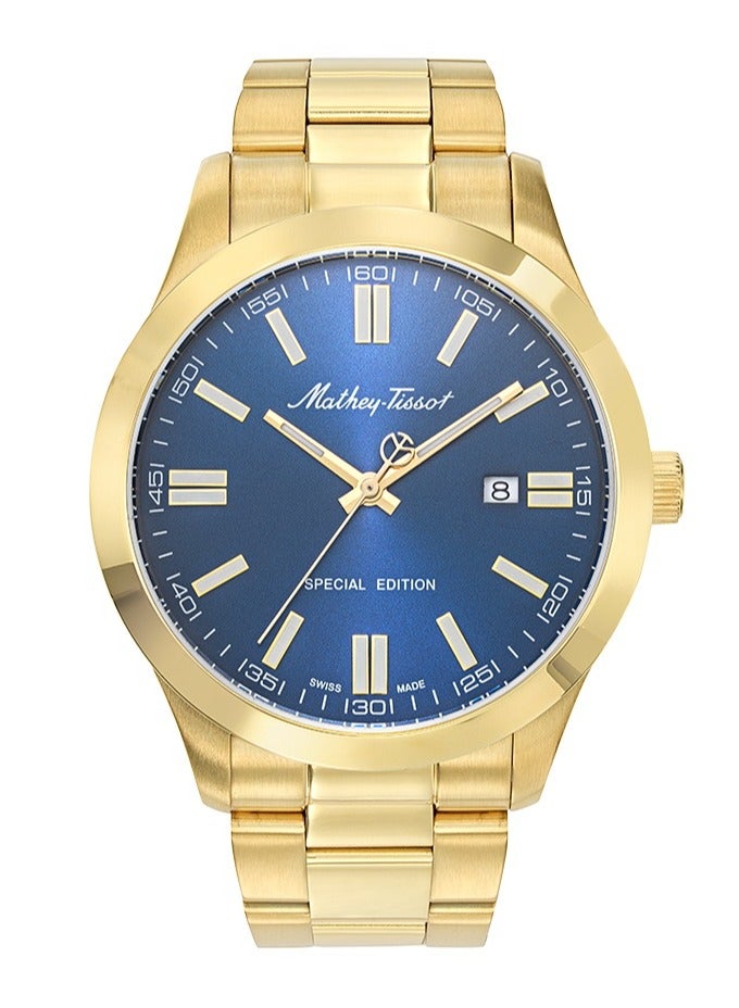 Mathey-Tissot Stainless Steel Swiss Made Special Edition Analog Blue Dial Men Watch - H455PBU