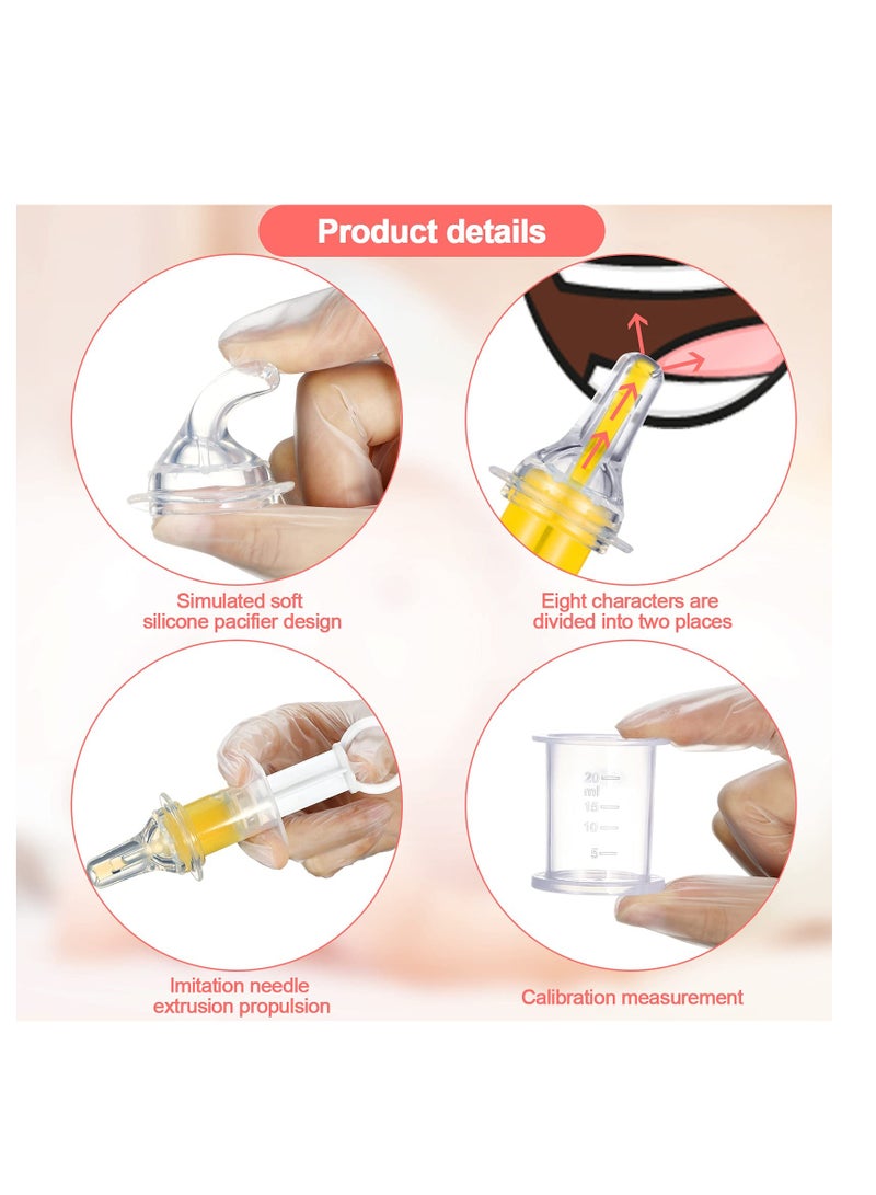 3 Pieces Baby Oral Feeding Syringe Baby Feeder Dispenser Syringe Dropper Feeder Infant Feeding Utensils with Nipple Pacifier for Feeding Medicine Water Juice Suitable for Infants Newborns (White)