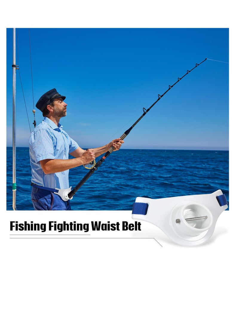 Fishing Belt Waist Rod Holder, 2 Pcs Offshore Stand Up Fighting Harness for Men & Women, Fishing Rod Belt, Fishing Rod Holder, ABS Gimbals with Stainless Steel Insert Locking Pin, White