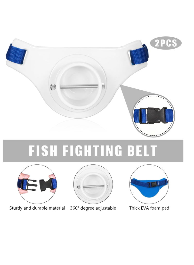 Fishing Belt Waist Rod Holder, 2 Pcs Offshore Stand Up Fighting Harness for Men & Women, Fishing Rod Belt, Fishing Rod Holder, ABS Gimbals with Stainless Steel Insert Locking Pin, White