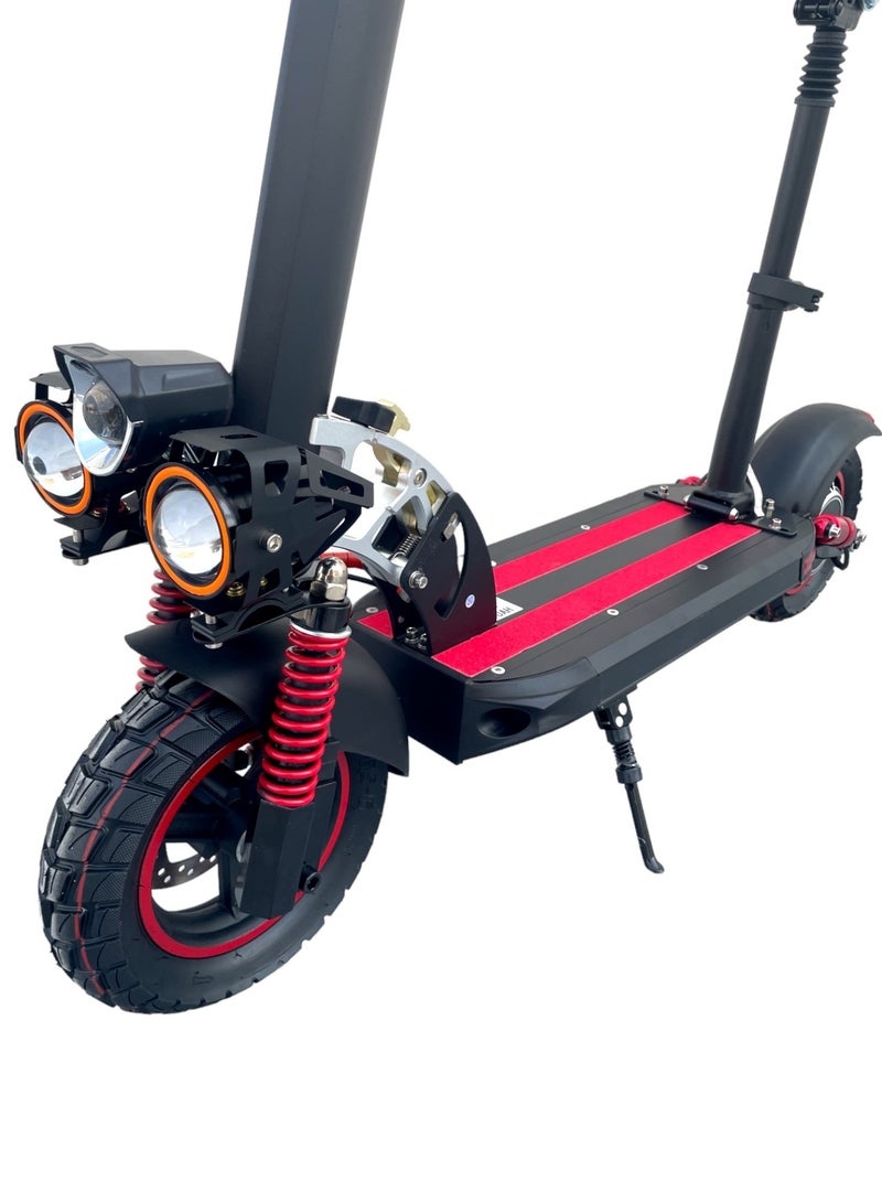 Electric Scooter 1000W Motor 48V10Ah Battery 35 to 45Km Range Max Speed 55KmpH 4 Suspension Led Lights & Digital Display E10