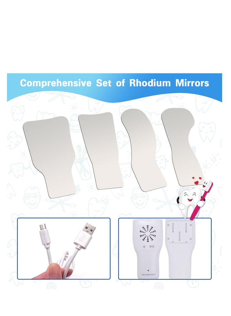 Dental Mouth Mirror Occlusal Reflector Mirror, 5 Pcs Fog-Free Intraoral Photography Mirror, 2 Sided Dental Plated Glass Intraoral Photo Reflector Mirrors, Oral Inspection Kit for Clinic Dentist