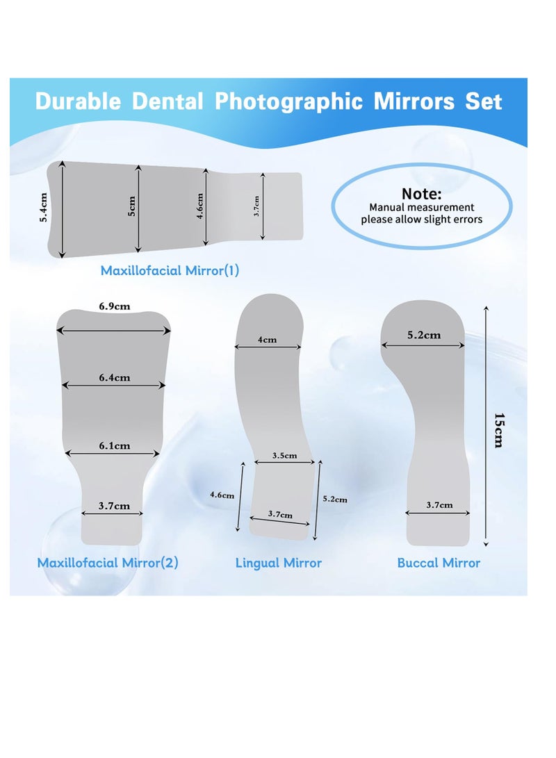 Dental Mouth Mirror Occlusal Reflector Mirror, 5 Pcs Fog-Free Intraoral Photography Mirror, 2 Sided Dental Plated Glass Intraoral Photo Reflector Mirrors, Oral Inspection Kit for Clinic Dentist