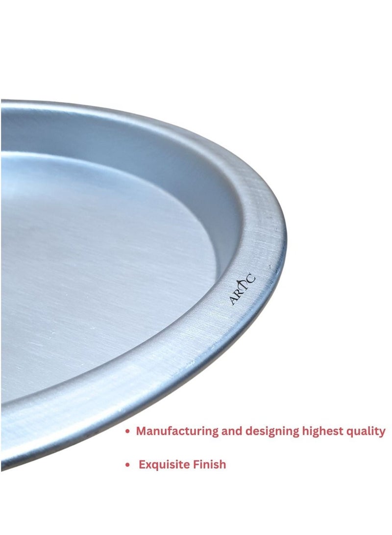 ARTC Premium Thick High Grade Round Kunefe, Sweet, Dessert Cooking and Serving Plate 20cm Silver