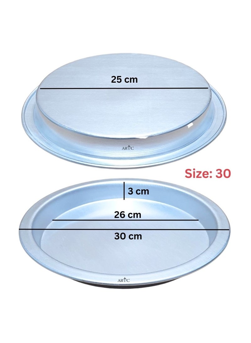 ARTC Premium Thick High Grade Round Kunefe, Sweet, Dessert Cooking and Serving Plate 30cm Silver