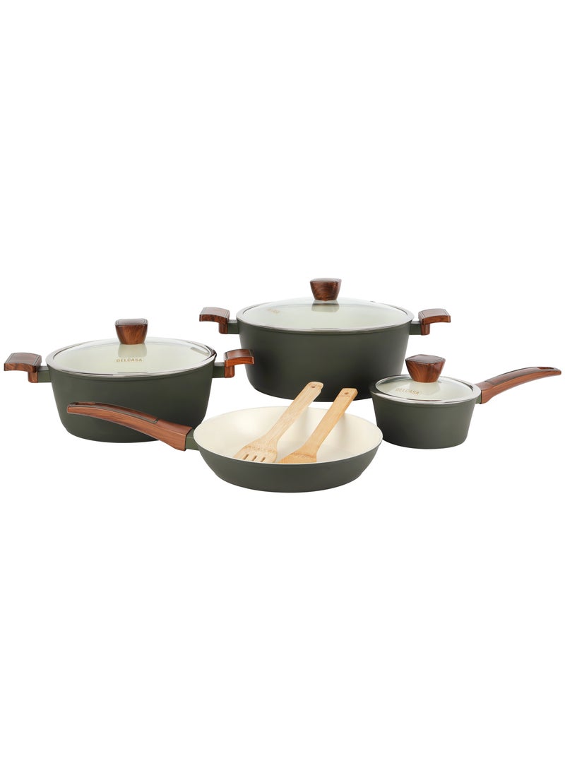 Delcasa Nonstick Cookware set ceramic coated 9pcs Cookware set Casserole sauce pan frypan Lid induction compactible, Dishwasher safe
