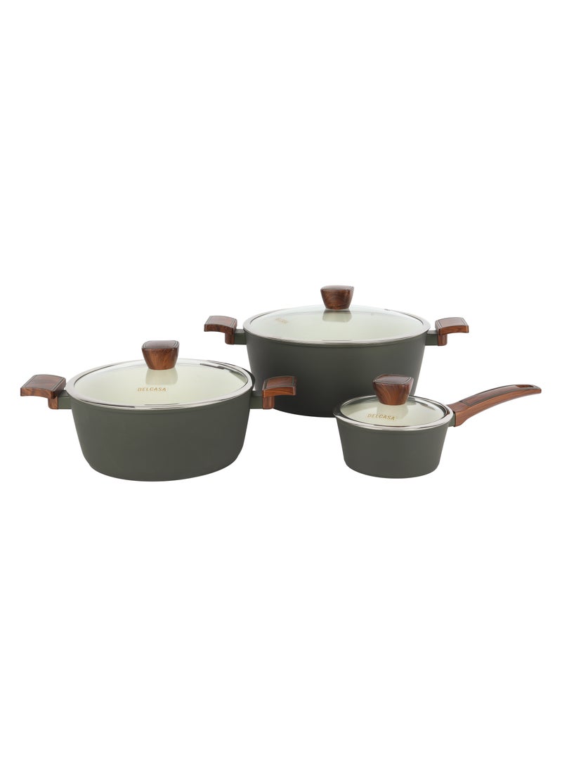 Delcasa Nonstick Cookware set ceramic coated 9pcs Cookware set Casserole sauce pan frypan Lid induction compactible, Dishwasher safe