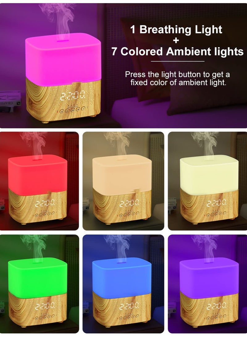 300ML Essential Oil Diffuser with Bluetooth Speaker, Digital Alarm Clock, 7 Color Ambient Light And Timer, Auto-Off Feature,  Aroma Mist Humidifier for Large Room, Office, Yoga