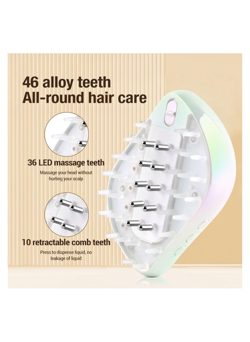 Electric Hair Oil Applicator with Red Light, 4 in 1 Handheld Scalp Massager Comb, Removable USB Rechargeable Hair Oil Massager Brush, Growth Medicine Essential Oil Serum, Fillable Brush, Hair Care