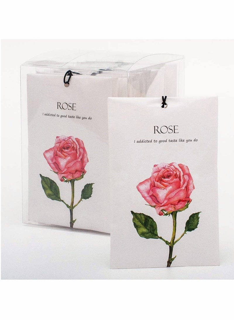 Rose Sachet 1Box 12Pcs Rose Dried Flower Bag Scent Sachet Drawer Freshener Rose Closet Air Freshener Scented Drawer Deodorizer Freshener for Drawers Closet Home Car Fragrance Product