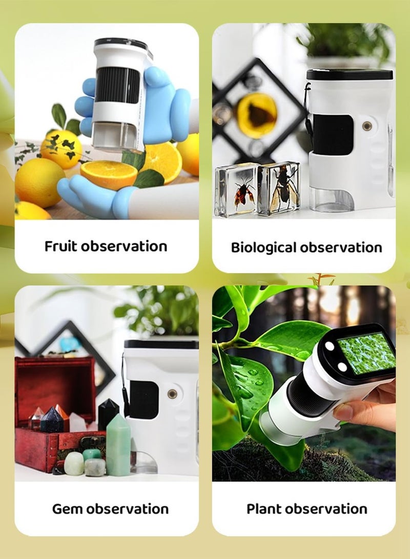 Handheld Microscope for Kids, Portable Mini Microscope, Rechargeable 1000X HD Microscopes Camera Toys for Children, 2.4'' LCD Screen Lab Stereo Microscopes, Portable Educational Science Gift