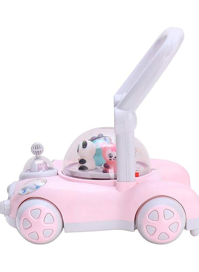 Baby First Steps Walker Push along Walker Baby Toy with Shapes Foldable Toddler Activity Walker 9 - 15 Months Olds, Boys & Girls-Pink