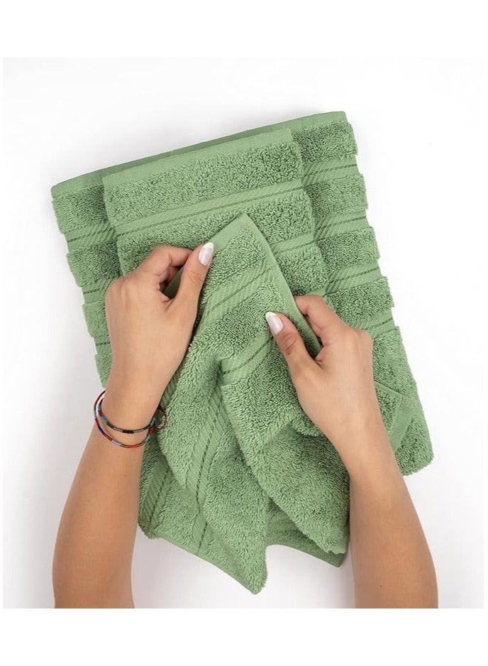 Towel Set Luxury Hotel Quality 600 GSM Genuine Combed Cotton, Super Soft & Absorbent Family Bath Towels 6 Piece Set -  2 Bath Towels, 2 Hand Towels, 2 Washcloths - Sage Green