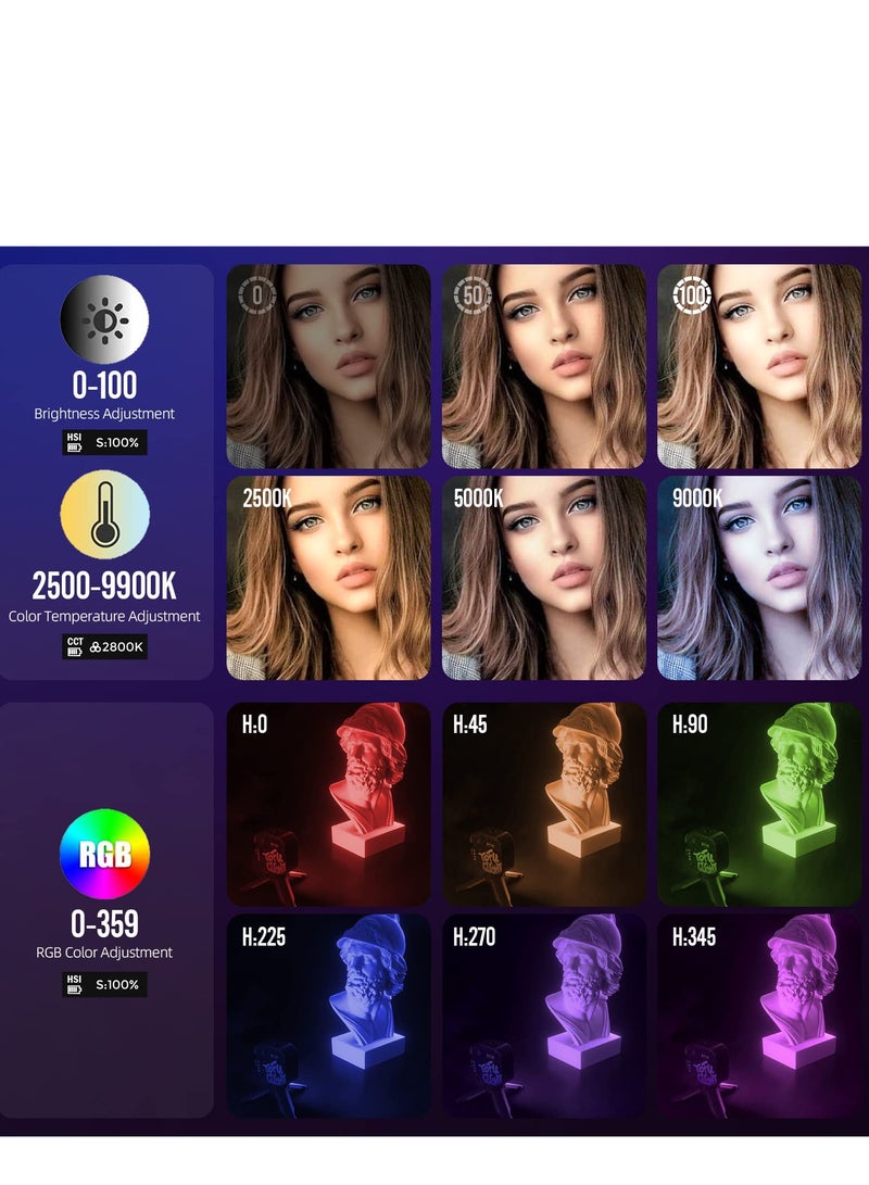 Magnetic RGB Video Light, PHOTOOLEX Tofu Black knight Camera Light Mini 360° Full-Color LED Light for GoPro Studio Streaming Tiktok Vlog