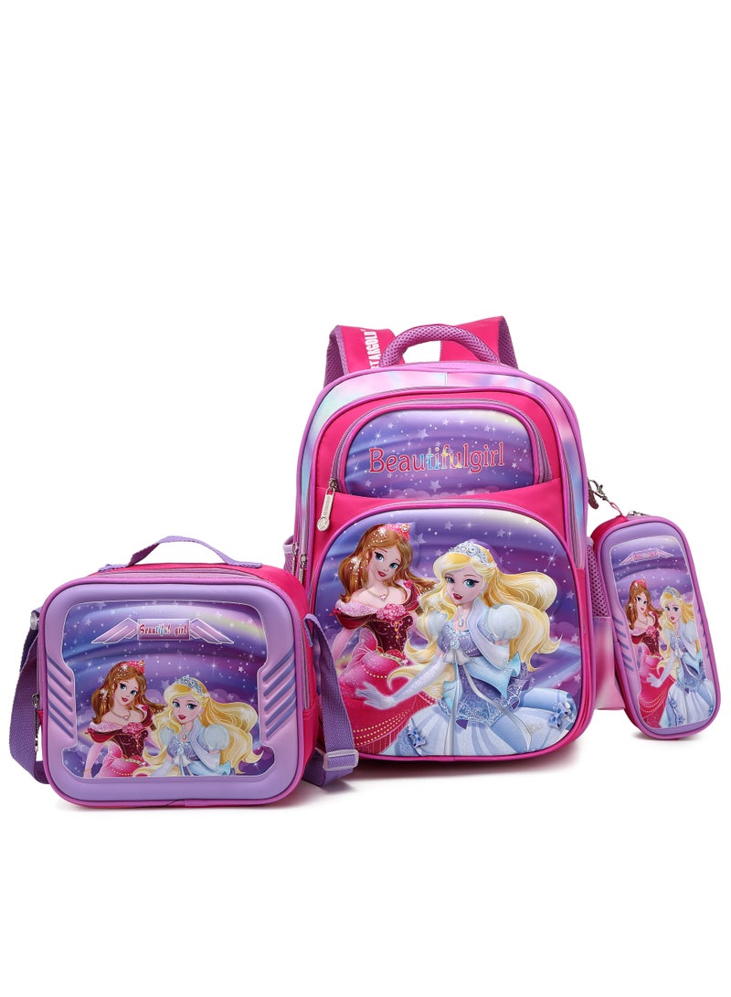 Baby Backpack 3Pcs Combo For Baby Girl With Adjustable Strap For School 14 Inch