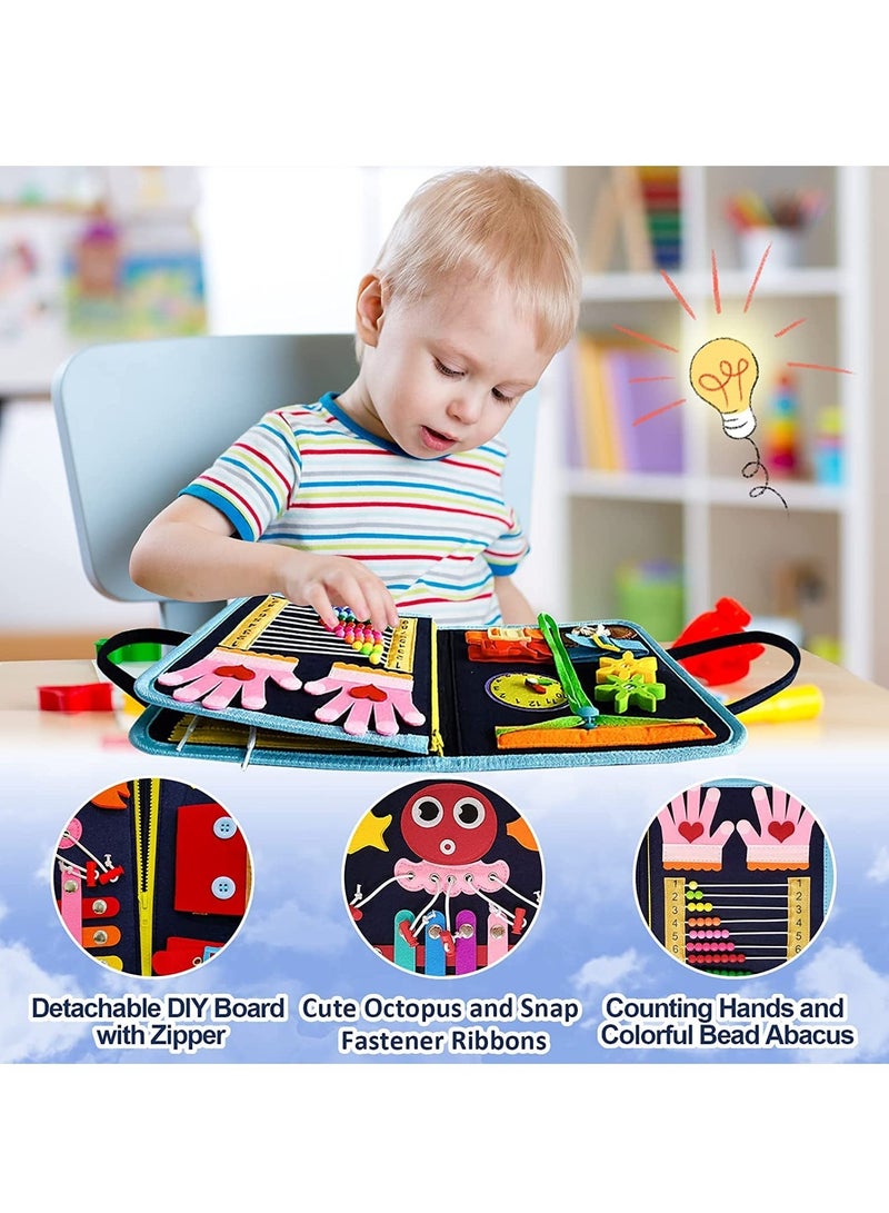 Busy Board Montessori Toy for 1 2 3 4 Years Old, Educational Activity Sensory Board Preschool Learning Fine Motor Skills Toys, Toddler Toy, Gift for Boys Girls