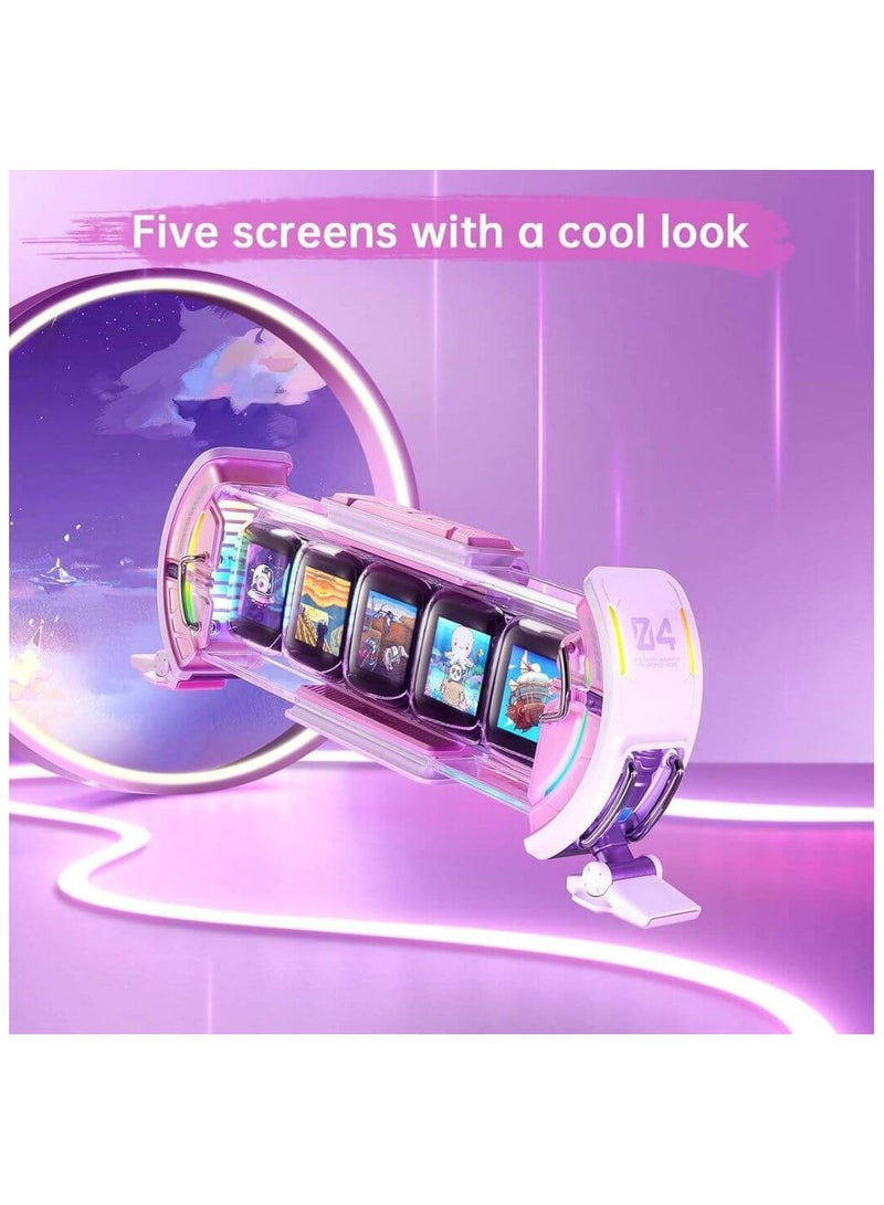 Times Gate Pixel Art Informative Display Digital Clock, pink