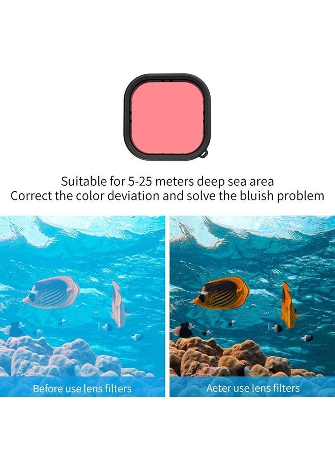 TELESIN Waterproof Case with 3-Pack Dive Filter for GoPro Hero 12 Hero 11 Hero 10 Hero 9 Black Supports 60M/196FT Underwater Scuba Snorkeling Deep Diving with Red Magenta Filter Go Pro