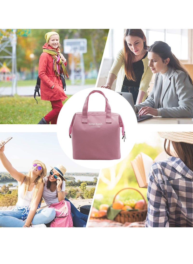 Lunch Bag Bento Bag, Thickened Thermal Insulation Refrigerated Bento Tote Bag, Lunch Box Carrying Bag for Students Ladies Men Picnic Work Outdoor Pink