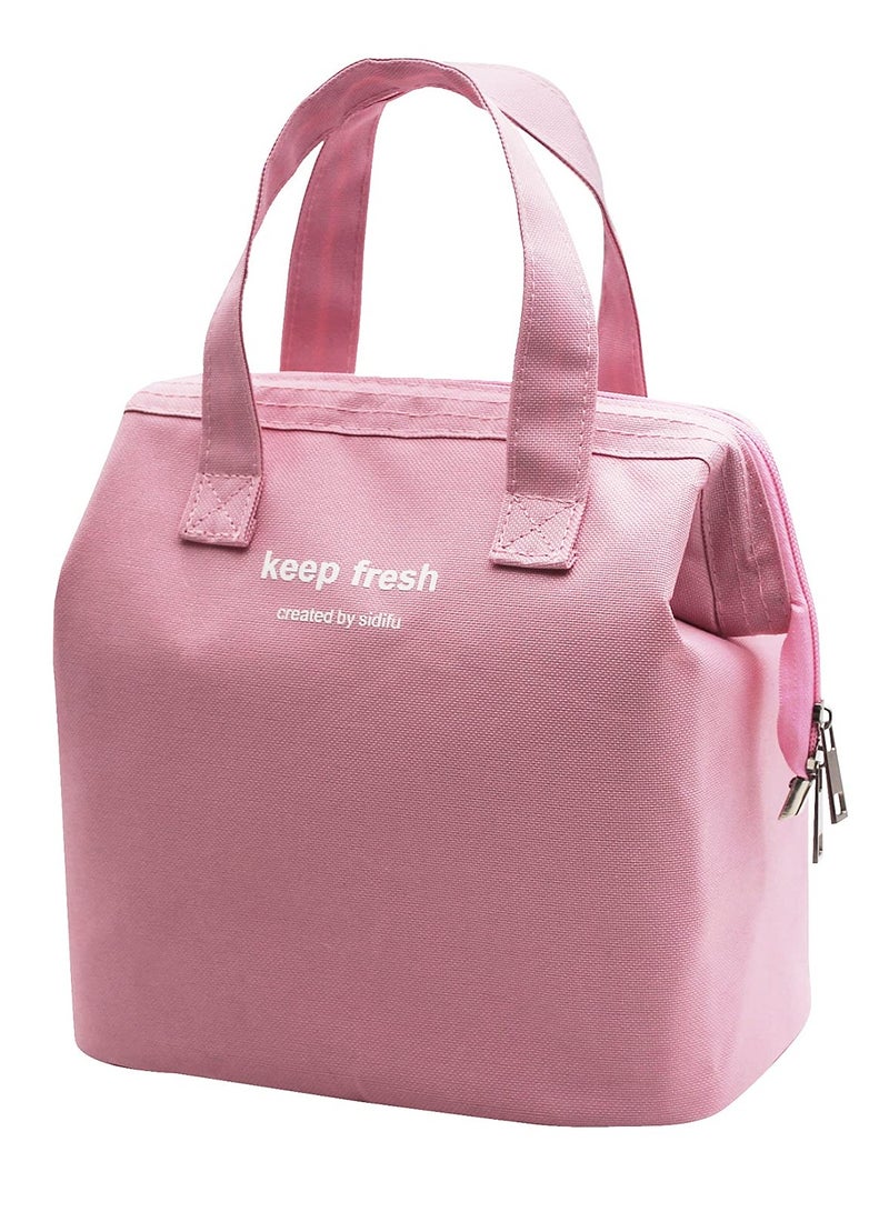 Lunch Bag Bento Bag, Thickened Thermal Insulation Refrigerated Bento Tote Bag, Lunch Box Carrying Bag for Students Ladies Men Picnic Work Outdoor Pink