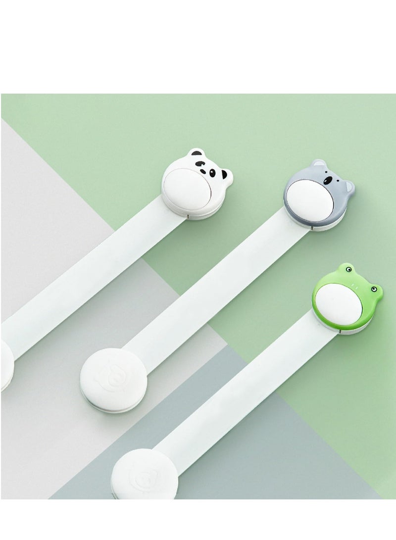 3 PCS Baby Proofing Cabinet Lock, Cartoon Shape Child Proof Safety Locks, Strong Adhesive ABS Material No Drilling, Adjustable Strap Latches to Cabinets, Drawers, Cupboard, Fridge,Door