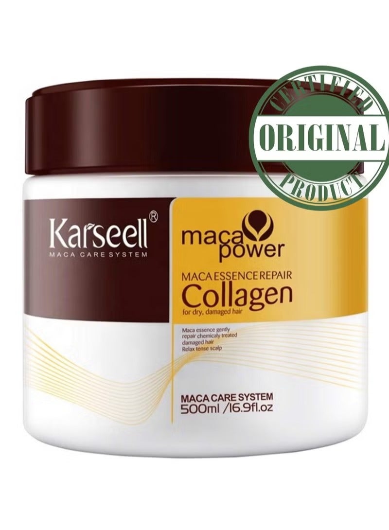 Karseell Collagen Hair Treatment Deep Repair Conditioning Argan Oil Collagen Hair Mask Essence for Dry Damaged Hair All Hair Types 500ml