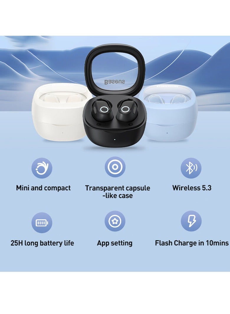 Wireless Earbuds, 25 Hrs Playback Bluetooth 5.3 Headphones 0.06s Ultra Low-Latency Gaming Headset Fast-Charging in-Ear TWS Earphone for iPhone, Android and All Bluetooth Devices- Black