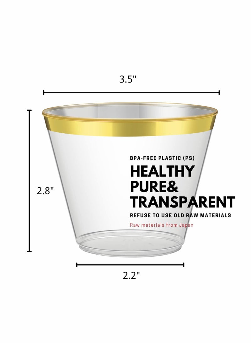 Gold Rimmed Glitter Cups 9 Oz, Gold Glitter Cups, Gold Plastic Cups For Wedding Reception With Rim , Gold Disposable Cups, Gold Rimmed Plastic Cups, Plastic Cups Disposable, Gold Cups 25Pcs