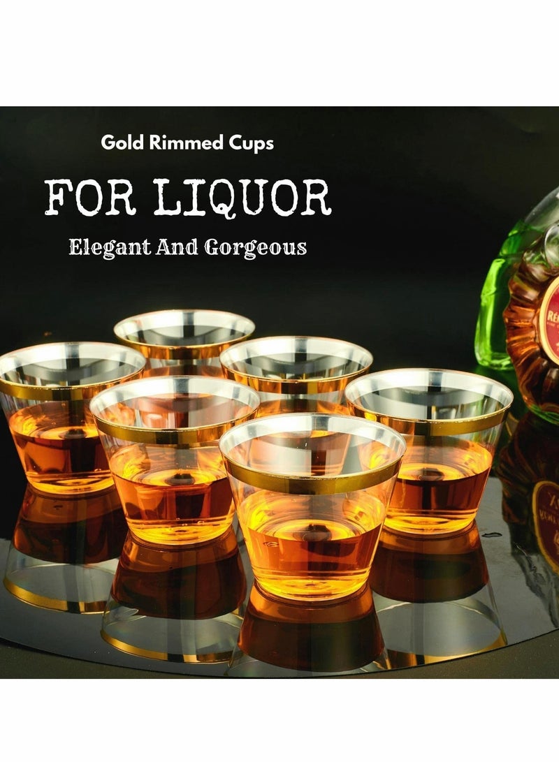 Gold Rimmed Glitter Cups 9 Oz, Gold Glitter Cups, Gold Plastic Cups For Wedding Reception With Rim , Gold Disposable Cups, Gold Rimmed Plastic Cups, Plastic Cups Disposable, Gold Cups 25Pcs