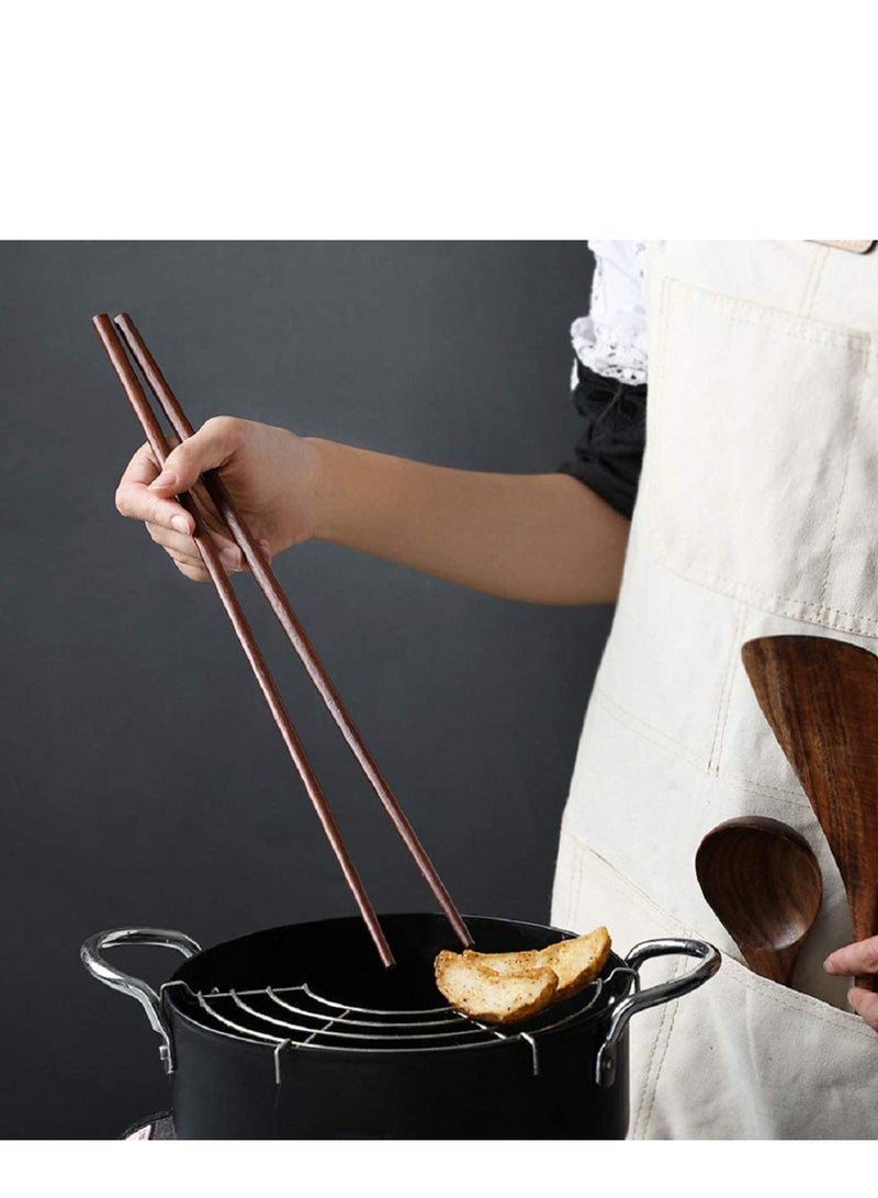 Cooking Chopsticks Wooden Noodles Kitchen Chopsticks for Hot Pot, Frying Cooking Noodle Extra Long Traditional Chinese Wooden Chopsticks Brown