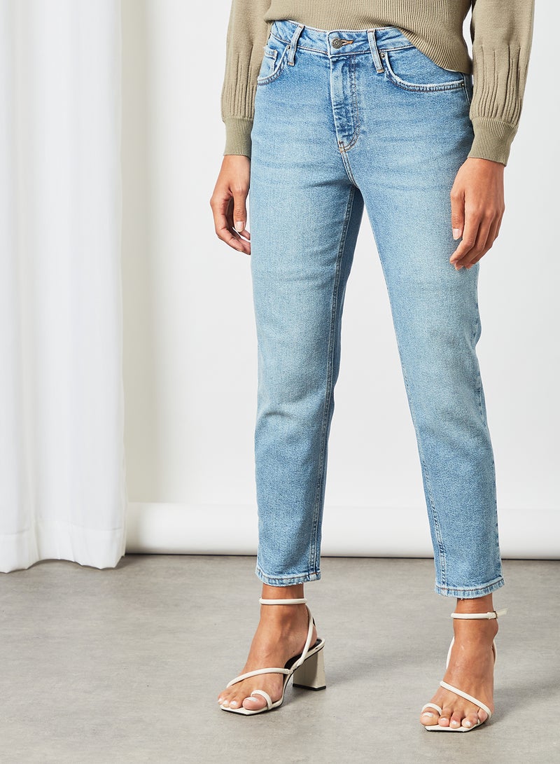 Mid-Waist Girlfriend Jeans Light Blue