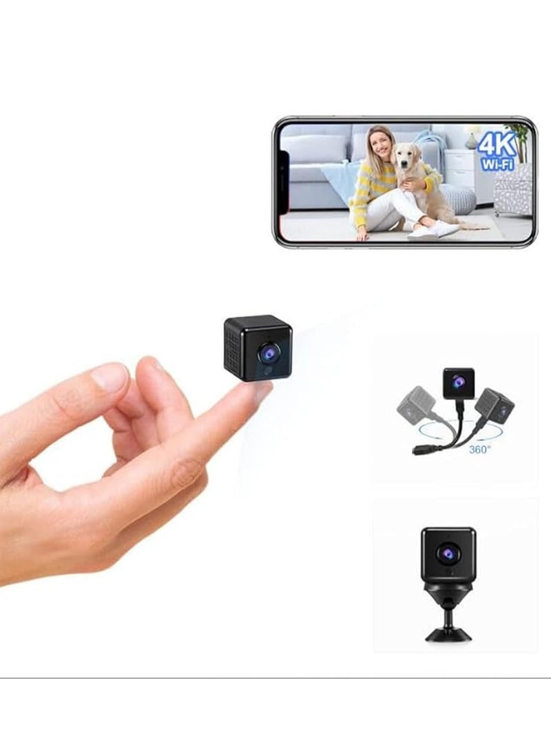 Mini Camera, 4K HD Mini Surveillance Camera, Indoor Surveillance, Mini Camera Live Transmission Mobile Phone App, Long Standby WiFi WiFi Camera, Motion Sensor Night Vision (M) swq111