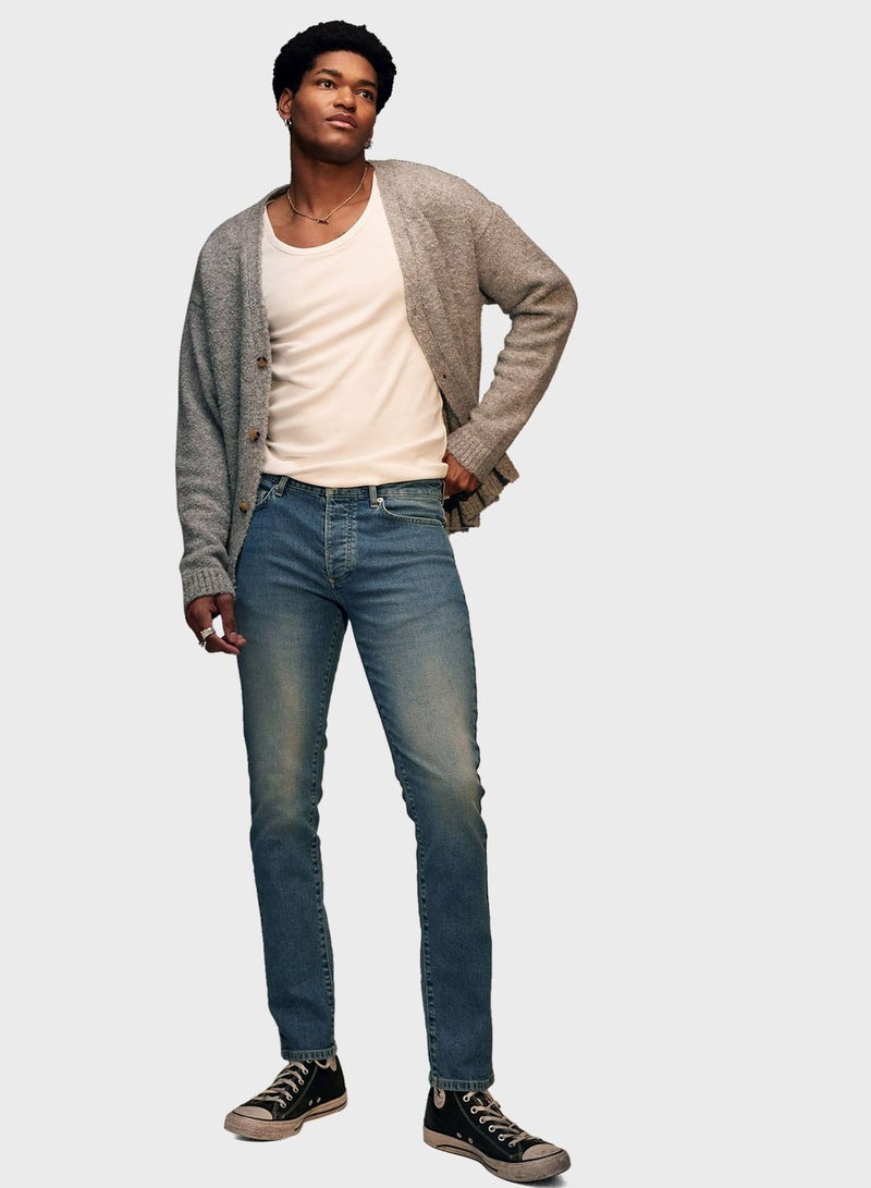 Mid Wash Slim Fit Jeans