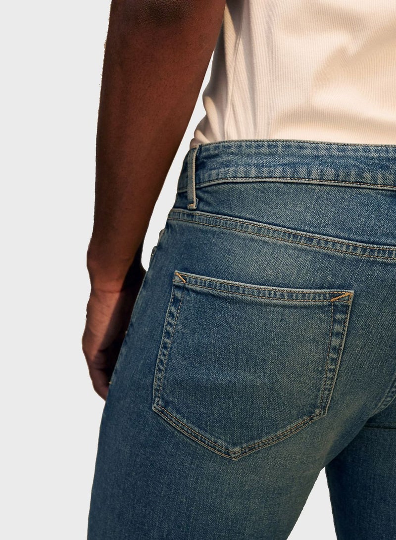 Mid Wash Slim Fit Jeans