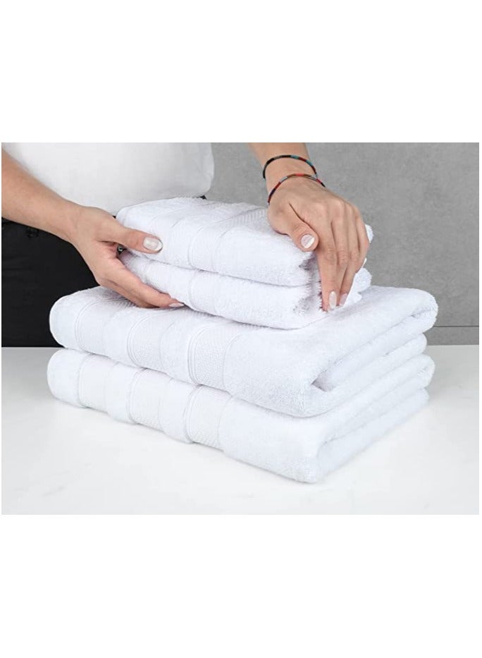 Safi Plus 6 Piece Turkısh Cotton Super Soft Towel Set Bright White