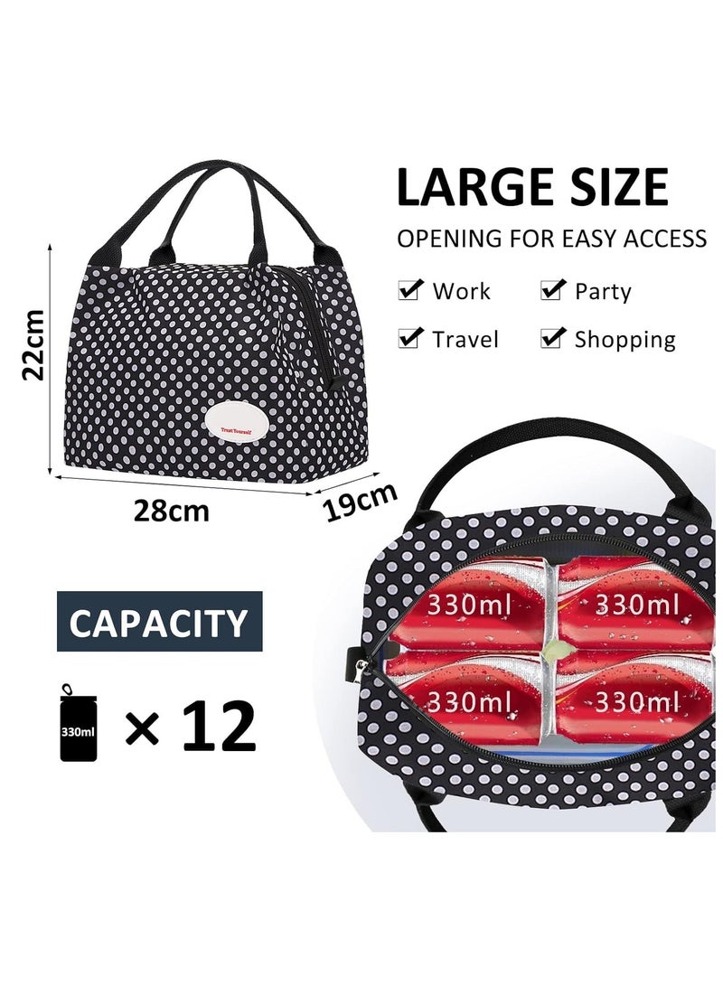 Lunch Bag Bento Bag Insulated Lunch Box Men Adult Lunchbox Lunch Tote Reusable Meal Prep Container Bag Bento Box Cooler Bag for Students Ladies Men Picnic Work Outdoor Office Polka Dots