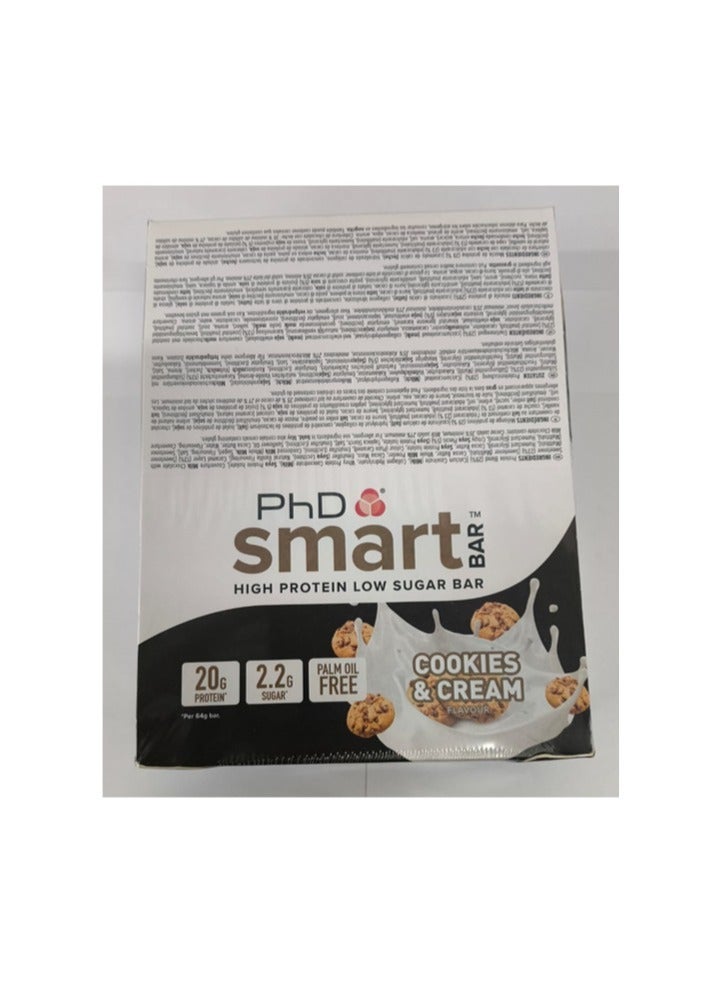 PHD Smart Bar  - High Protein Low Suger Bar 20 G Protein 2.2G Suger  Plam Oil Free, Cookies & Cream Flavour