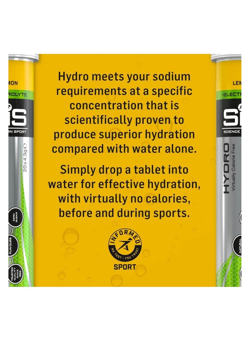 Hydro Electrolyte Tablets - Triple Pack, Lemon Flavour Effervescent Tablets with added Vitamins, Minerals and Sweetener 3X20X4.5g