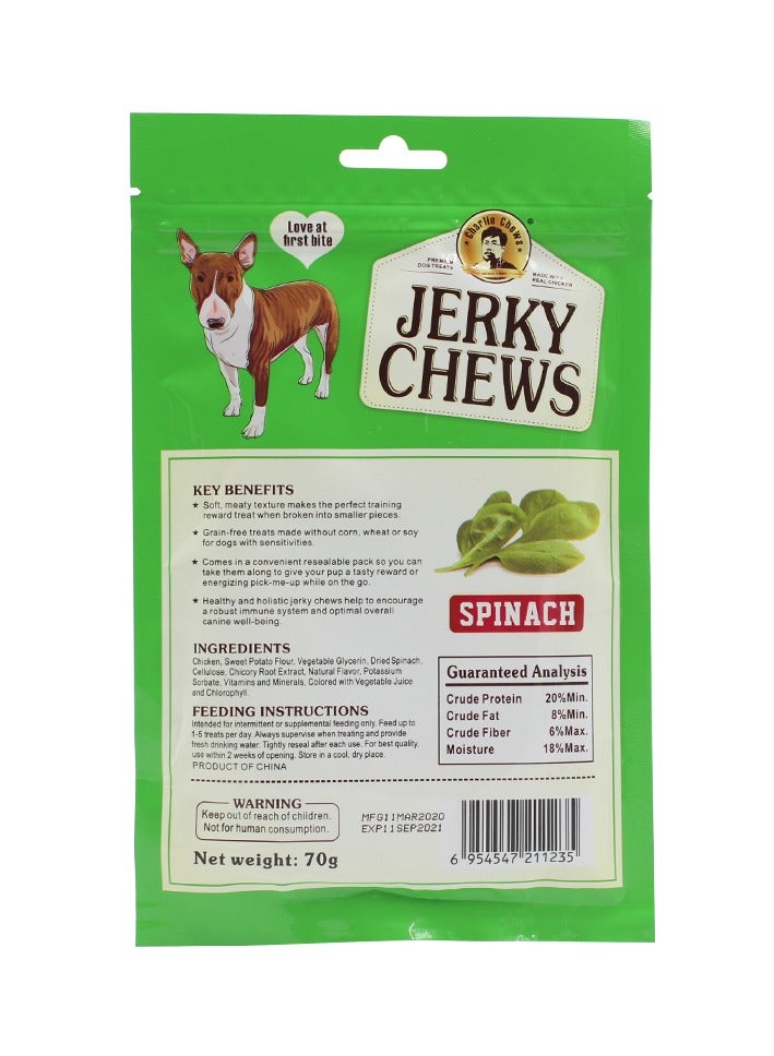 Charlie Jerky Chews Stick Spinach Flavor Premium Dog Treats Pack of 5Bags