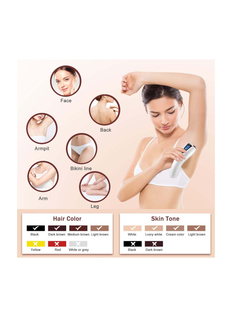 Laser Hair Removal Device with 9 Levels, 999900 Flashes, with Freezing Point Function, Suitable for Men and Women'S Face, Armpits, Arms, Bikini Line, Legs, and Whole Body