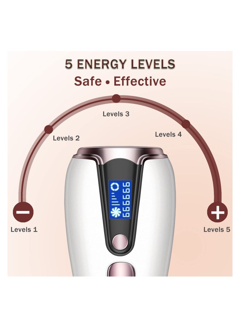 Laser Hair Removal Device with 9 Levels, 999900 Flashes, with Freezing Point Function, Suitable for Men and Women'S Face, Armpits, Arms, Bikini Line, Legs, and Whole Body