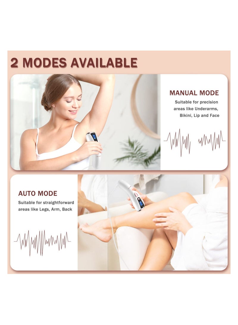 Laser Hair Removal Device with 9 Levels, 999900 Flashes, with Freezing Point Function, Suitable for Men and Women'S Face, Armpits, Arms, Bikini Line, Legs, and Whole Body