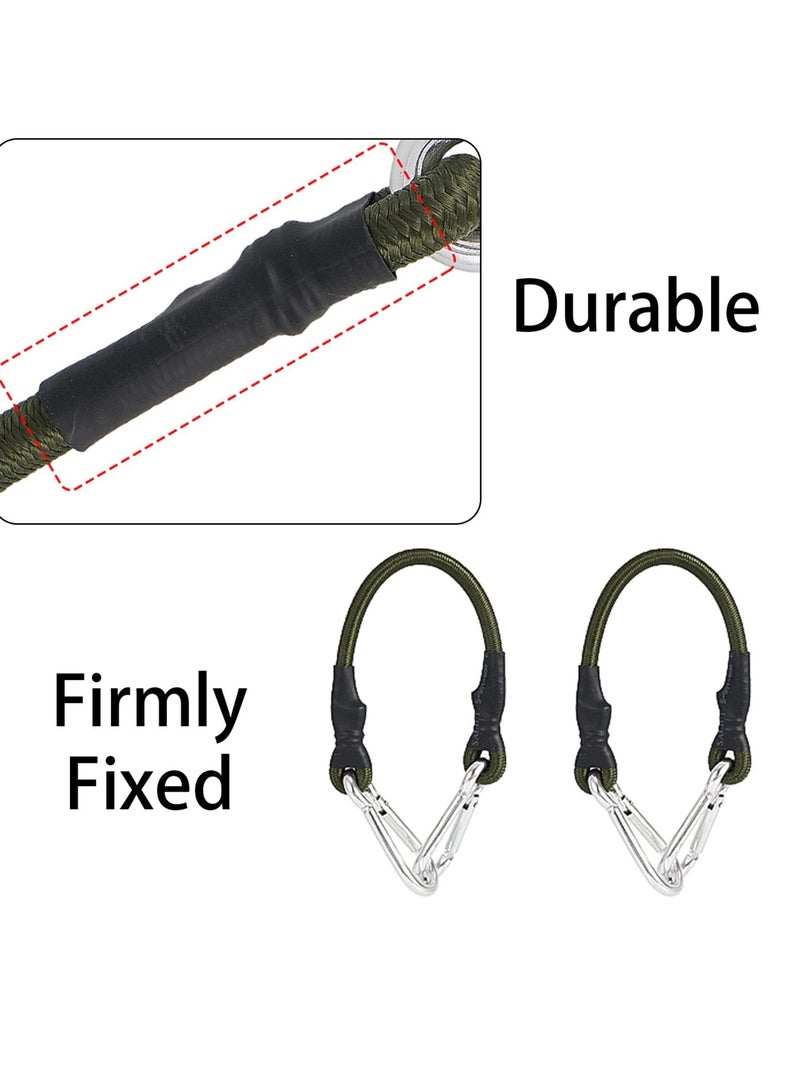 2 Pcs Heavy Duty Carabiner  Bungee Cord, Waterproof Bungee Cords, Extra Strong and Durable Elasticated Cord, Suitable for Tarps, Bike Rack, Tent, Car