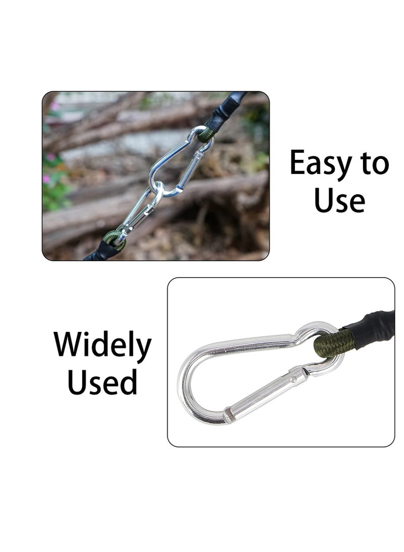2 Pcs Heavy Duty Carabiner  Bungee Cord, Waterproof Bungee Cords, Extra Strong and Durable Elasticated Cord, Suitable for Tarps, Bike Rack, Tent, Car